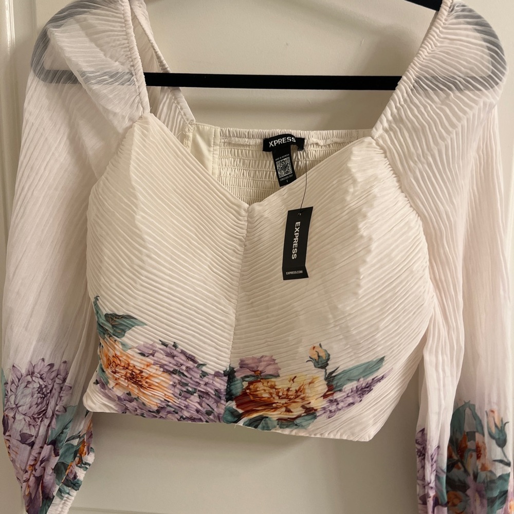 Express White Floral Blouse
